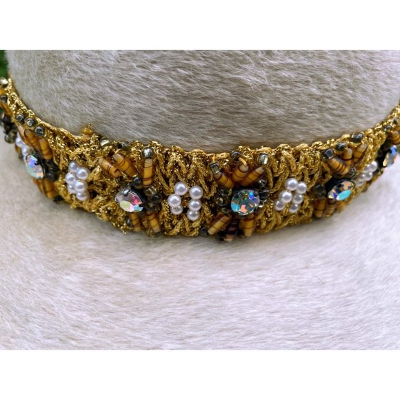 Vintage 1960s Felted Wool Bucket Hat Rhinestone Pearl Band Helios Jan Leslie - Picture 16 of 16